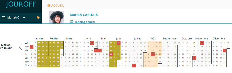 Le planning des absences